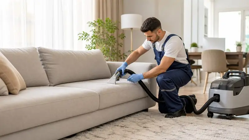 Divan və yumşaq mebel təmizliyi üçün peşəkar ekstraksiya təmizliyi prosesi