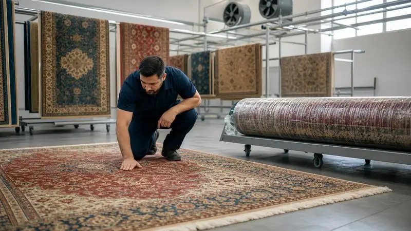 Peşəkar xalça yuma, qurutma və çatdırılmaya hazırlıq prosesi